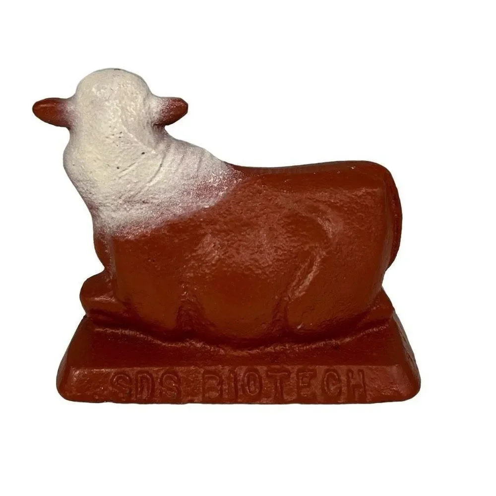 The Foundry Collection Cow Paperweight Brown White Cast Iron Home Office Ornate